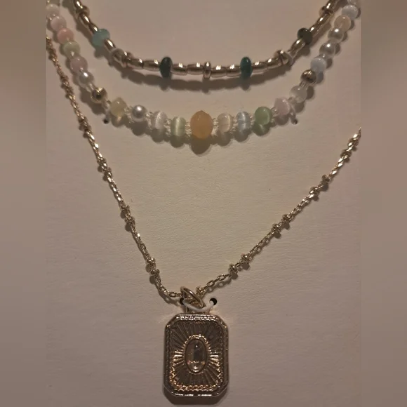 NWT Atterri Semi Precious Stone And Glass Stone Set Of 3 Necklaces - Picture 3 of 4